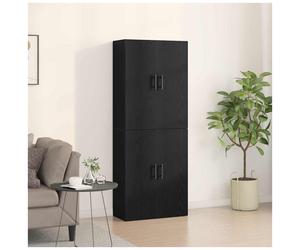 Wall-Mounted Cabinet Black Oak 69.5x34x90cm Engineered Wood Slim 2-Door Storage