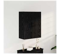 Wall-mounted cabinet Black Oak engineered wood 69.5x34x90cm 2-door sleek handles