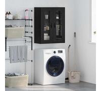 Wall Mounted Cabinet Black Oak Engineered Wood & Glass 69.5x34x90cm 2-Dr Slim XL