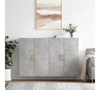Wall mounted cabinet Concrete grey 69.5x34x90cm Engineered wood 2pc Modern shelf