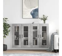 Wall Mounted Cabinet Concrete Grey Engineered Wood Glass 69.5x34x90cm Set 2pcs.