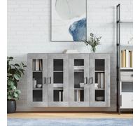 Wall Mounted Cabinet Concrete Grey Engineered Wood Glass 69.5x34x90cm Set 2pcs.