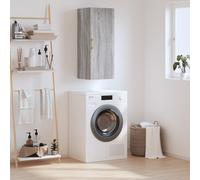 Wall Mounted Cabinet Grey Sonoma 34.5x34x90cm Engineered Wood 1 Door Gold Handle