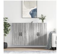 Wall-Mounted Cabinet Grey Sonoma Engineered Wood 69.5x34x90cm 2-Door Pair UK