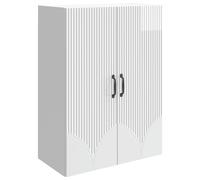 Wall-Mounted Cabinet High Gloss White 66 x 34.5 x 90 cm Engineered Wood 2-Door.