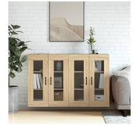 Wall-Mounted Cabinet High Gloss White Engineered Wood 69.5x34x90cm 4-Glass Doors