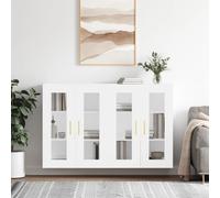 Wall Mounted Cabinet Set 2pcs White Modern Engineered Wood & Glass 69.5x34x90cm