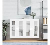 Wall Mounted Cabinet Set 2pcs White Modern Engineered Wood & Glass 69.5x34x90cm
