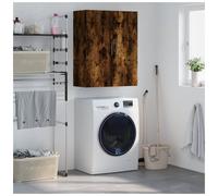 Wall-mounted cabinet Smoked Oak 69.5x34x90cm Engineered Wood 2-door Slim Storage