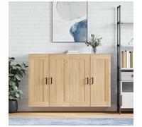 Wall Mounted Cabinet Sonoma Oak 69.5x34x90cm Engineered Wood 4-Door Slim 2pcsMod