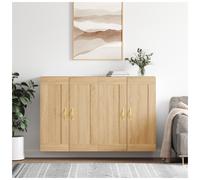 Wall Mounted Cabinet Sonoma Oak 69.5x34x90cm Engineered Wood 4-Door Wall Unit XL