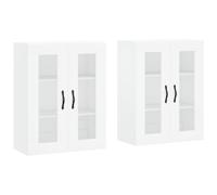 vidaXL 2 Glass Door White Wall Mounted Cabinet Set of 2 - Size: 90 x 69.5 x 34cm - Wilko