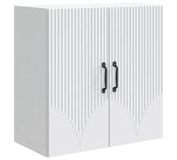 Wall-Mounted Cabinet White 59x31x60cm Engineered Wood 2-Door Metal Handles Slim
