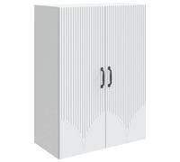 Wall-Mounted Cabinet White 66x34.5x90 cm size Engineered Wood with Sleek Metal.