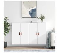 Wall Mounted Cabinet White 69.5x34x90cm Engineered Wood 2 Door Floating Storage