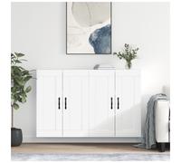 Wall Mounted Cabinet White 69.5x34x90cm Engineered Wood 4-Door Floating Storage