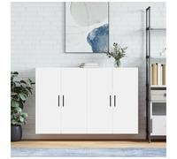 Wall-Mounted Cabinet White Engineered Wood 69.5x34x90 cm 2-Door Slim Storage.