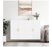 Wall-Mounted Cabinet White Engineered Wood 69.5x34x90cm 2-Door Modern Slim Shelf