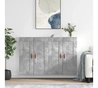 Wall Mounted Cabinets 2pc Concrete Grey Engineered Wood Faux Leather69.5x34x90cm