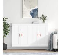 Wall Mounted Cabinets 2pcs White Engineered Wood Faux Leather 69.5x34x90cm Pair