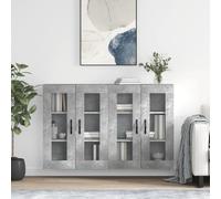 Wall Mounted Cabinets 69.5x34x90cm Concrete Grey Engineered Wood Glass (2 pcs).