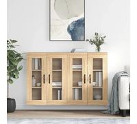 Wall Mounted Cabinets Sonoma Oak 2pcs 69.5x34x90cm Engineered Wood Glass Metal,