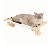 Wall Mounted Cat Bed - Solid Wood，Removable Cushion, Space Saving, Easy Install No Drill, Sturdy for Large Cats up to 25kg, Modern Pet Furniture for Small Spaces Apartments