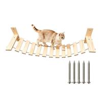 Wall Mounted Cat Bridge - Solid Wood, Space Saving | Secure 3 Point Fixing 4 Size Options Natural Wood Texture Living Room Hallway Bedroom