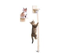 Wall Mounted Cat Climbing Rope with Platforms - 2 * 59.1 Inch Vertical Cat Tower and Scratching Post, Space Saving Cat Wall Furniture for Indoor Cats to Climb, Play and Perch,Cat Tree