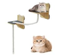Wall Mounted Cat Climbing Shelf, Indoor Wall Mounted Climbing Tree for Cats, Climbing Wall with Sleeping Area, Scratching Function, Steps as Window Seat for Home