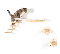 Wall Mounted Cat Shelf with Two Steps, Ladder, Hammock - Cat Climbing Furniture for Scratching & Sleeping