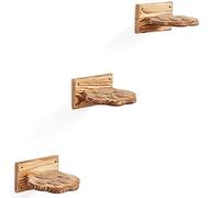 Wall Mounted Cat Shelves In Paw Shape 8.2”x8.7” (21x20cm) - Set of 8 Pcs, Stable & Durable Furniture Set - Brown Wooden Cat Climbing Shelf with Traction Ropes for Scratching, Easy to Install Steppers