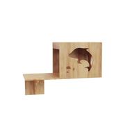 Wall Mounted Cat Shelves, Solid Wood Cat Wall Climbing Set for Small Homes, Modular Cat Furniture with Bubble Window & Scratching Surface