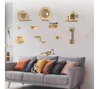 Wall Mounted Cat Shelves, Wooden Cat Wall Shelver, Wall Furniture, Kitty House for Indoor Cats Or Kittens(12pcs)