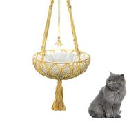 Wall Mounted Cat Swing Bed, Cat Swing Bed with Window, Macrame Cat Hammock for Windows, Macrame Hammock Swing Bed, Safety Cat Shelves with Sturdy Ring on the