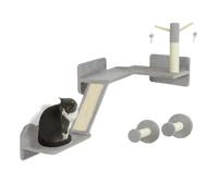 Wall Mounted Cat Tree 3pc LightGrey Particleboard Plush Sisal Corner 110x56x73cm