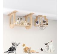 Wall-Mounted Cat Wall Shelves, Cat Climbing Frame, Ceiling、Wall Combination Set, Save Space, DIY and Easy to Assemble(Style6)