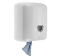 Wall Mounted Centerfeed Dispenser - White Tissue & Blue Roll Holder for Kitchen, Bathroom, Business Use - Hygienic, Durable Centre Pull Towel Disp