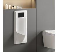 Wall-Mounted Ceramic Urinal for Men, Induction Washout Adult Urinals with Open Panel, for Small Bathrooms & Restrooms(White)