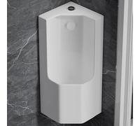 Wall-Mounted Ceramic Urinal for Men - Intelligent Sensor & Hand-Press Flush Space-Saving Corner Design High Efficiency for Bathrooms Hotels and Shops