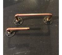 Wall mounted chic handwearing copper pipe industrial hand towel rail and toilet roll holder bathroom set handmade home decor