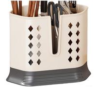 Wall Mounted Chopstick Holder | Kitchen Utensil Storage Rack with Drainage Holes | Ventilated Compartments for Spoons and Cutlery | Space Saving Organizer for Modern(C)