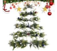 Wall Mounted Christmas Tree, Wall Hangable Christmas Tree with Bells, Artificial Christmas Wall Tree, Flat Christmas Tree Garland for Wall, Space-Saving Wall Christmas Tree Hanging Decorations