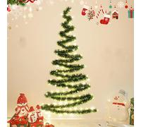 Wall Mounted Christmas Trees with Warm White Light, DIY Green Hanging Christmas Tree Garland, Space-Saving Christmas Decor Ideas for Small Space Home Holiday Decoration