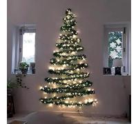 Wall Mounted Christmas Twig Tree With LED Lights - Space-Saving Flat Garland Decoration for Indoor Home Wall Decor