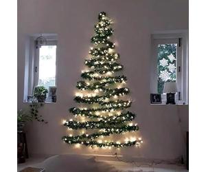 Wall Mounted Christmas Twig Tree With LED Lights - Space-Saving Flat Garland for Indoor Home Decor (1000cm)