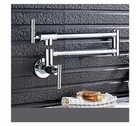 Wall Mounted Chrome Nickel Black Brass Pot Filler Faucet - Kitchen Single Cold Tap with Rotating Folding Spout,A-Chrome