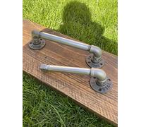 Wall mounted chunky stainless Steel chrome bar pipe industrial hand towel rail and toilet roll holder bathroom set handmade home decor