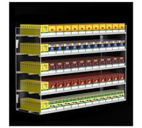 Wall Mounted Cigarette Display Holder - 5 Layer Acrylic Retail Auto Pusher Shelves, 12 Column Countertop Showcase for Organized Cigarette Merchandising & Easy Access.