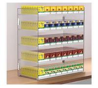 Wall Mounted Cigarette Display Rack - Clear Acrylic Case with Pusher for Retail Organization, Efficient Merchandising, Easy Access, Space-Saving Design, Durable & Stylish